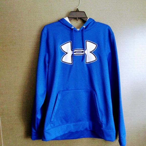 UNDER ARMOUR HOODIE*BIG EMBROIDERED LOGO*MEN SIZE LARGE LOOSE*FLEECE LINED - Picture 3 of 9